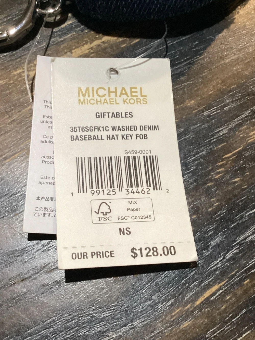 Michael Kors Washed Denim Baseball Cap Keyring Bag Charm